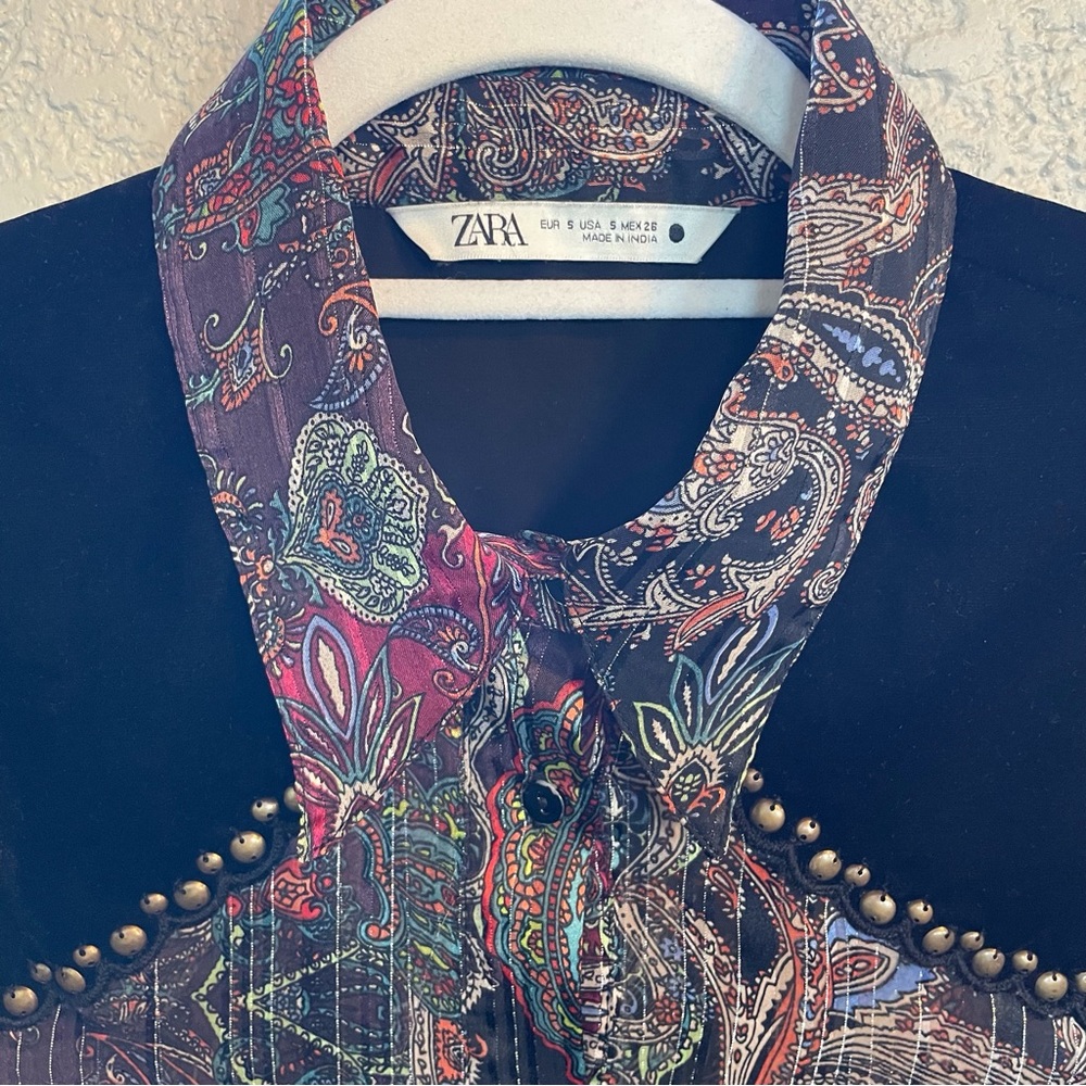 ZARA | button down stud blouse - Picture 5 of 6